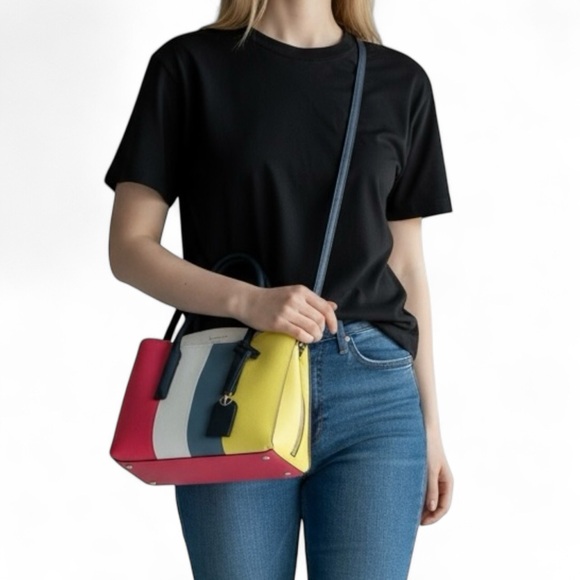 Kate Spade Crossbody Leather Satchel Colorblock Top Handle Crossbody Like-New - Picture 13 of 14